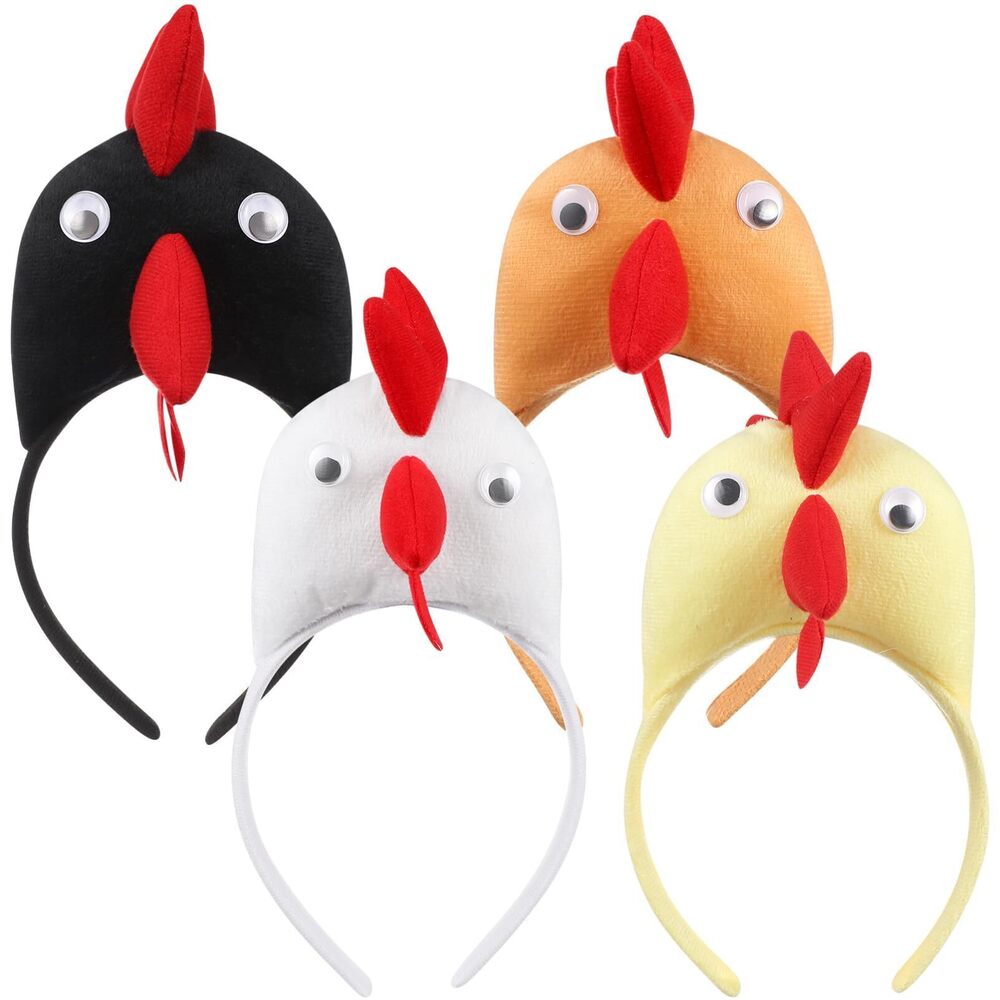 1598 4PCS Halloween Chicken Hair Hoop Chick Headband Rooster for Adults